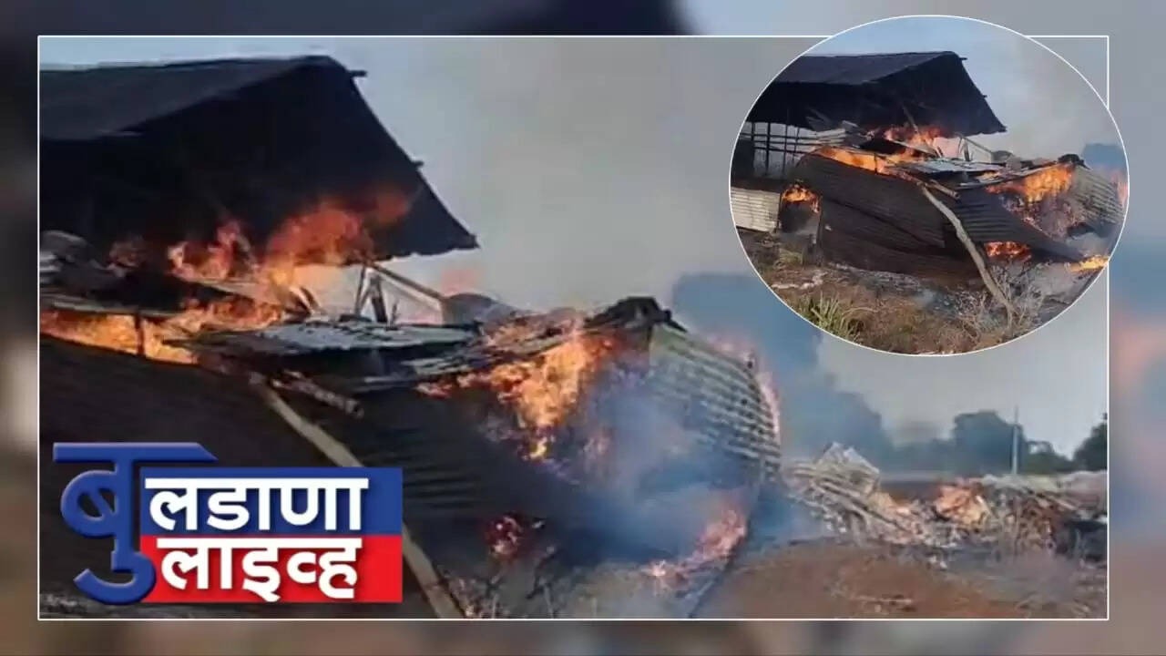भीषण आग... हिरवड लोणार बुलडाणा 