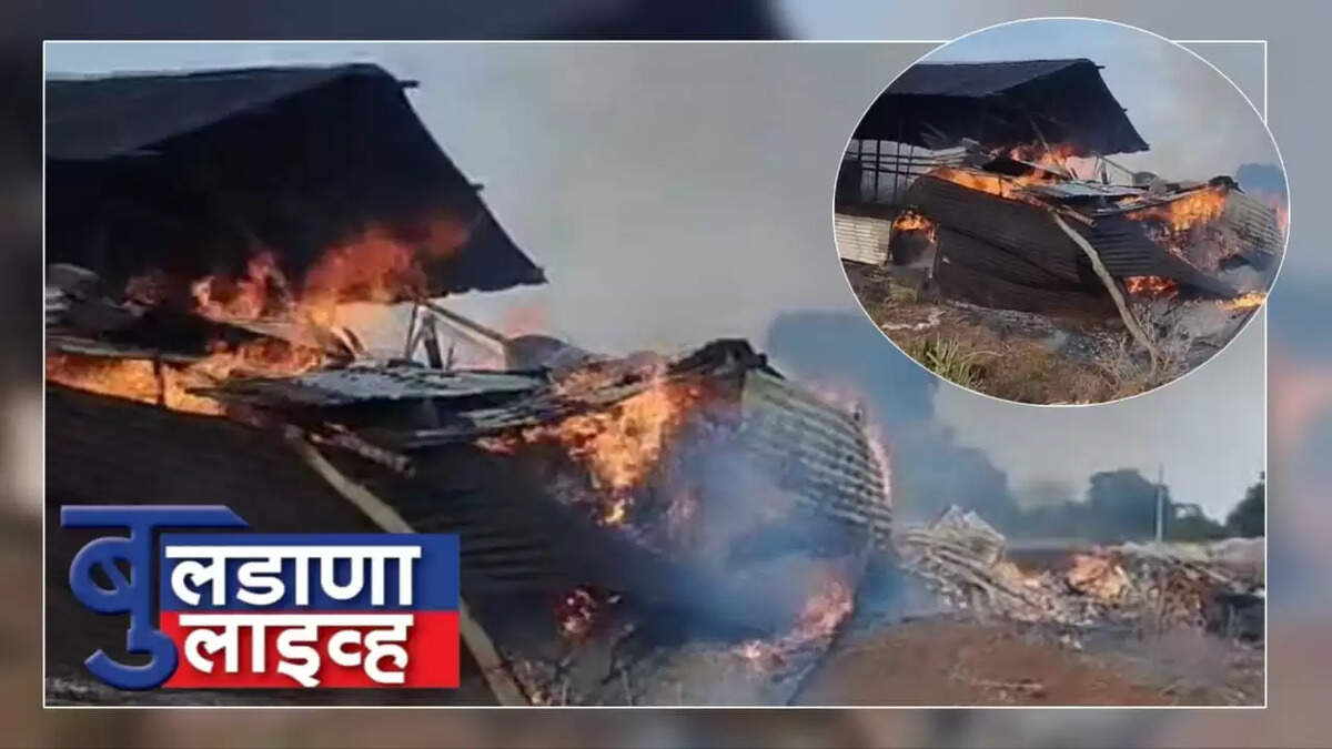 भीषण आग... हिरवड लोणार बुलडाणा 